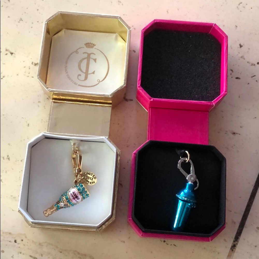 Set of 2 Juicy Couture Bag charms champagne/shaker